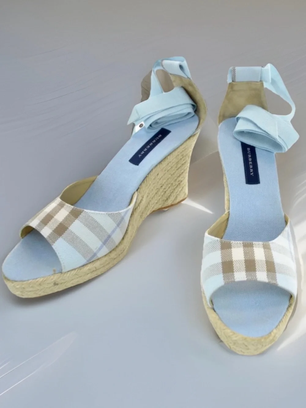 Burberry Blue Nova Check Espadrille Sandals Size 41